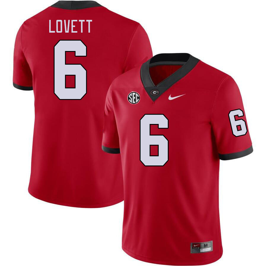 Men #6 Dominic Lovett Georgia Bulldogs College Football Jerseys Stitched-Red - Click Image to Close